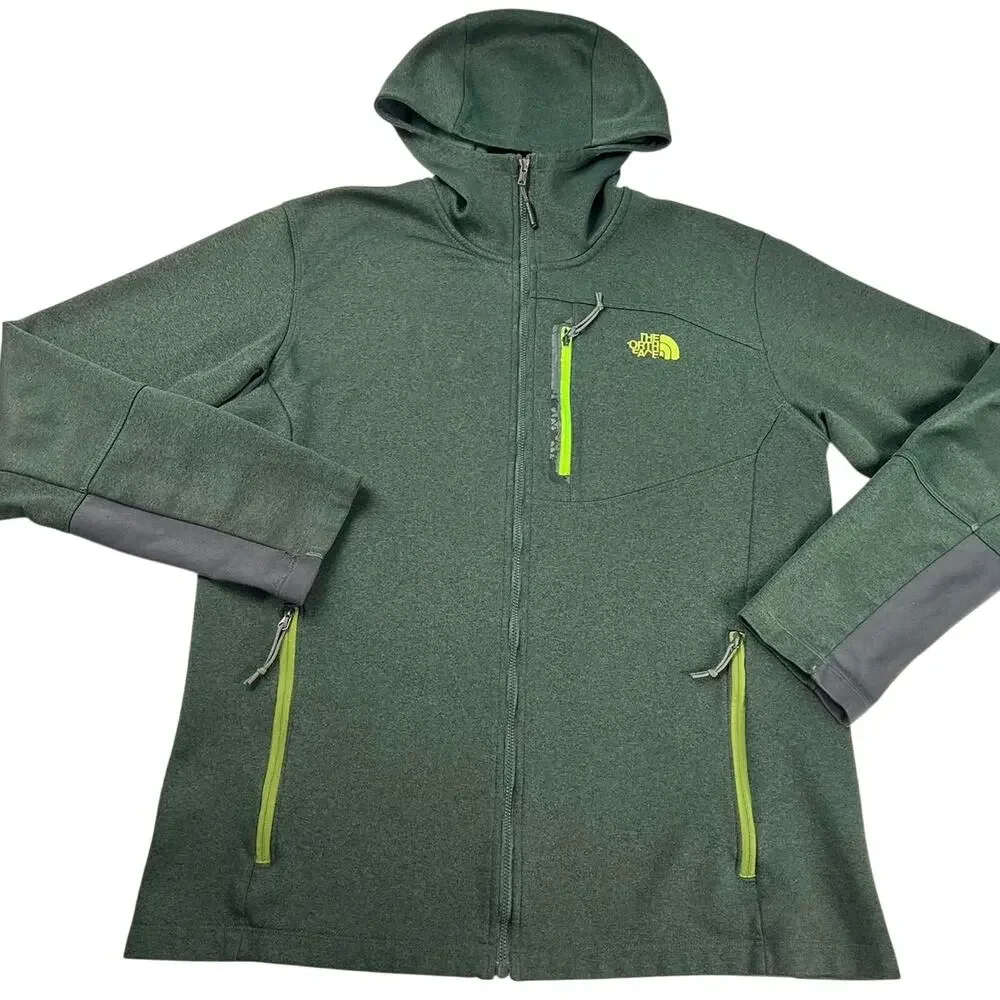 The North Face Men's Full Zip Sweatshirt Size Large Green & Yellow